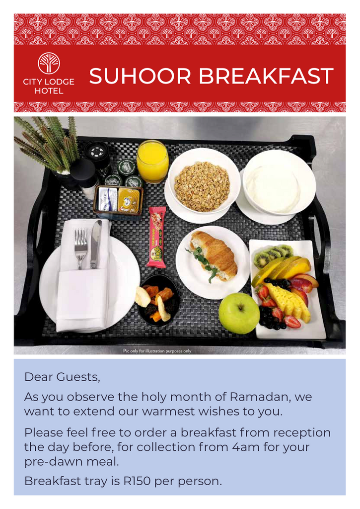 City Lodge Hotels introduces Suhoor Breakfasts for Ramadan guests