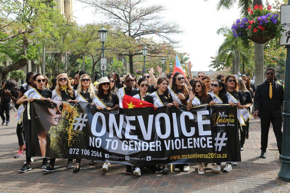 Mrs Universe Contestants in Global March Against Gender-Based Violence and Child Abuse in Durban