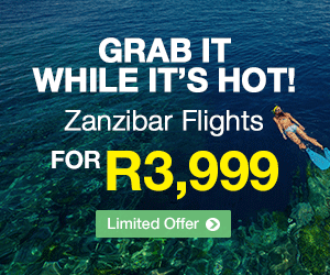 Zanzibar Flights for only R3999 Return!