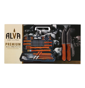 Alva -  21 Piece Wooden Premium Deluxe BBQ Tool Set