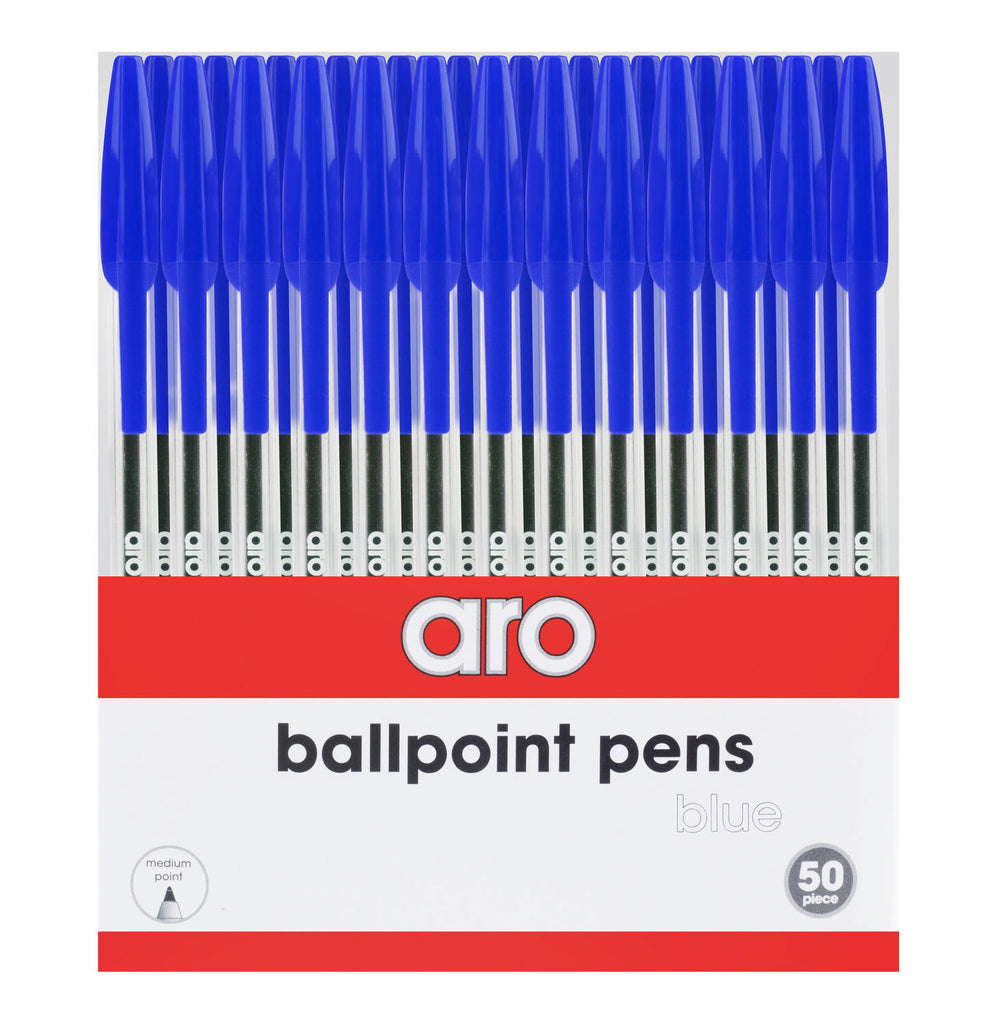 Aro - Blue Stick Ballpoint Pens 50 Pack - iloveza.com