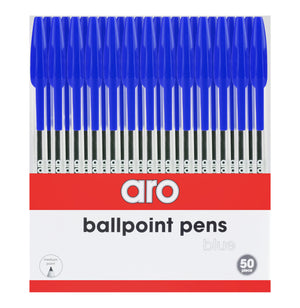 Aro - Blue Stick Ballpoint Pens 50 Pack - iloveza.com