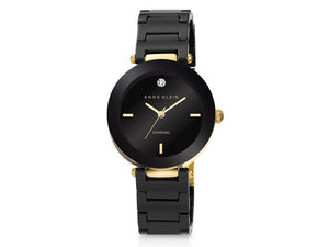 Anne Klein - Ladies' Black Ceramic Diamond Watch - iloveza.com