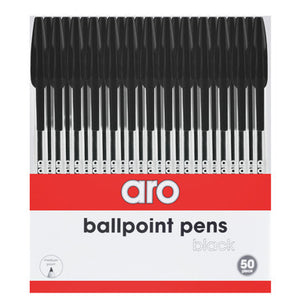 Aro - Black Stick Ballpoint Pens 50 Pack - iloveza.com