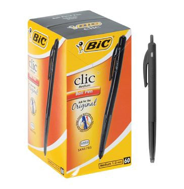 BiC Clic - Black Ballpoint Pen 60 Pack - iloveza.com