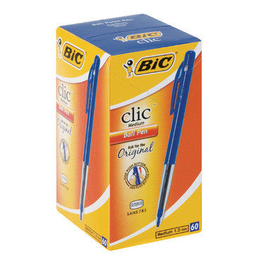 BiC Clic - Blue Ballpoint Pen 60 Pack - iloveza.com