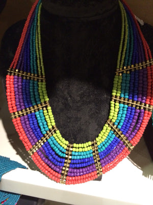 African Beaded Necklace (Rainbow) - iloveza.com