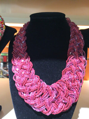 African Beaded Necklace (Pink) - iloveza.com