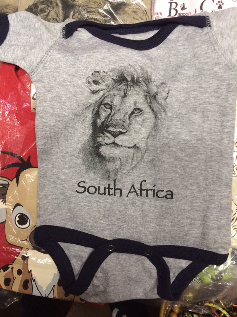 African Lion Baby Vest (Grey) - iloveza.com