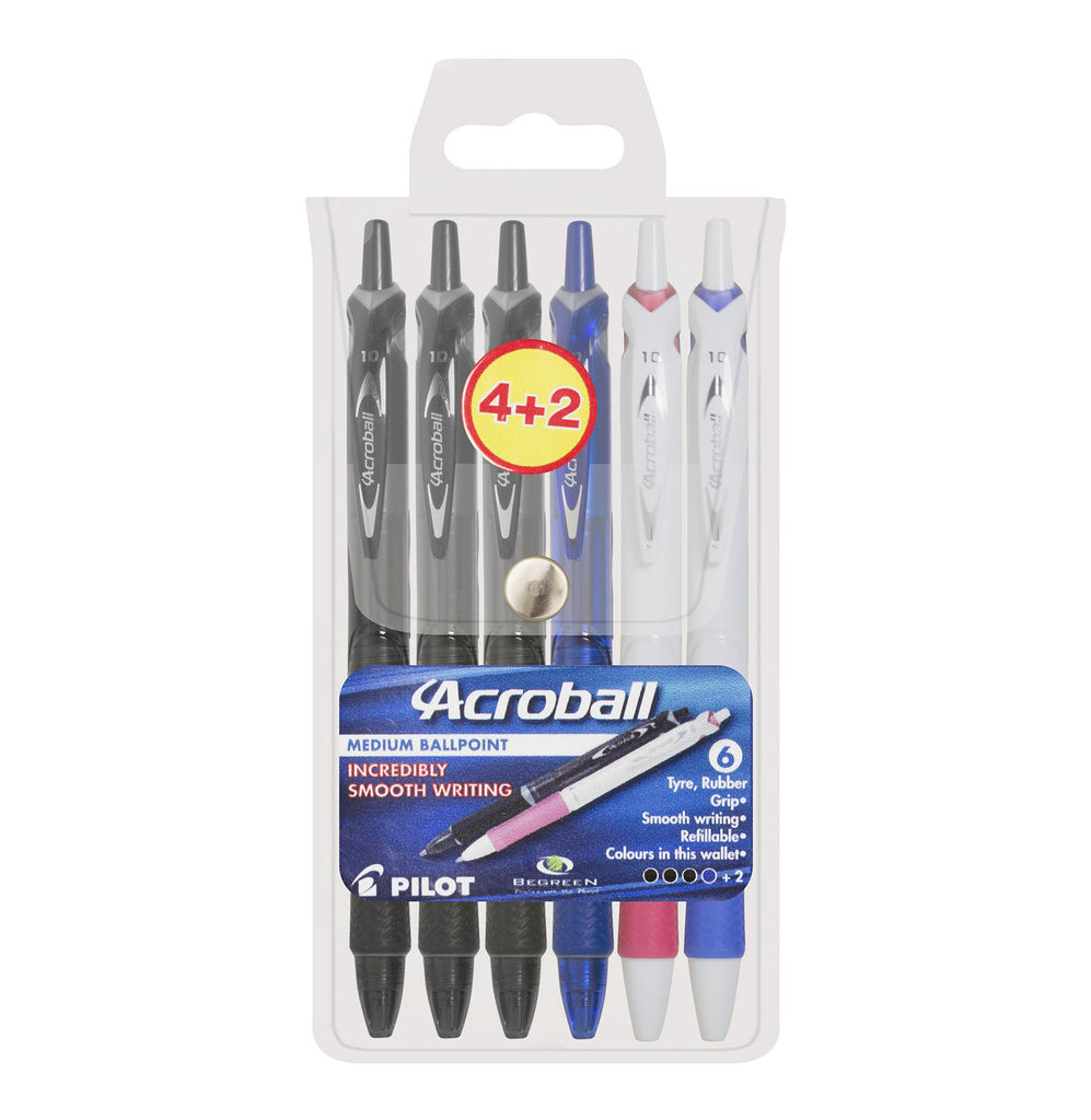 Pilot - Acroball Ballpoint Pens 6 Pack Assorted - iloveza.com