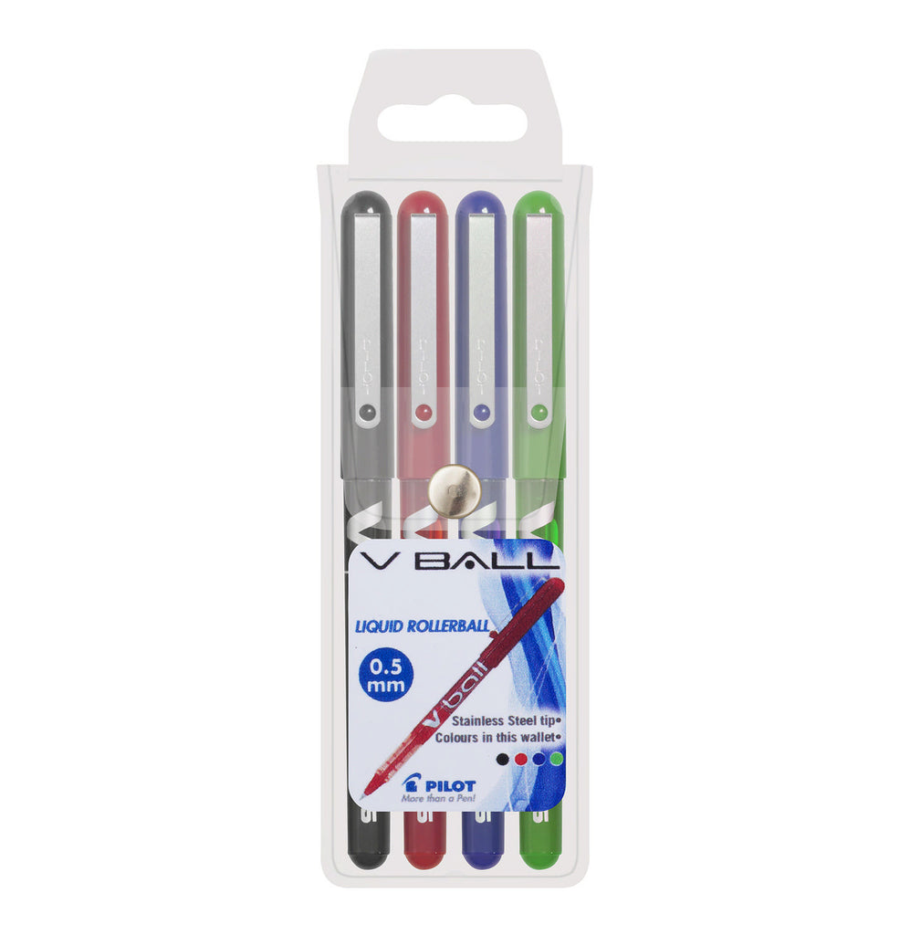 Pilot - Vball Ballpoint Pen 4 Pack Assorted (Black, Red, Blue, Green) - iloveza.com