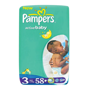 Pampers Active Baby Nappies (58) Size 3 (4-9kg) - iloveza.com