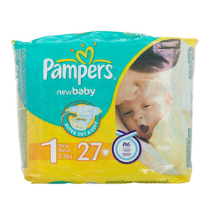 Pampers New Baby Nappies (27) Size 1 (2-5kg) - iloveza.com
