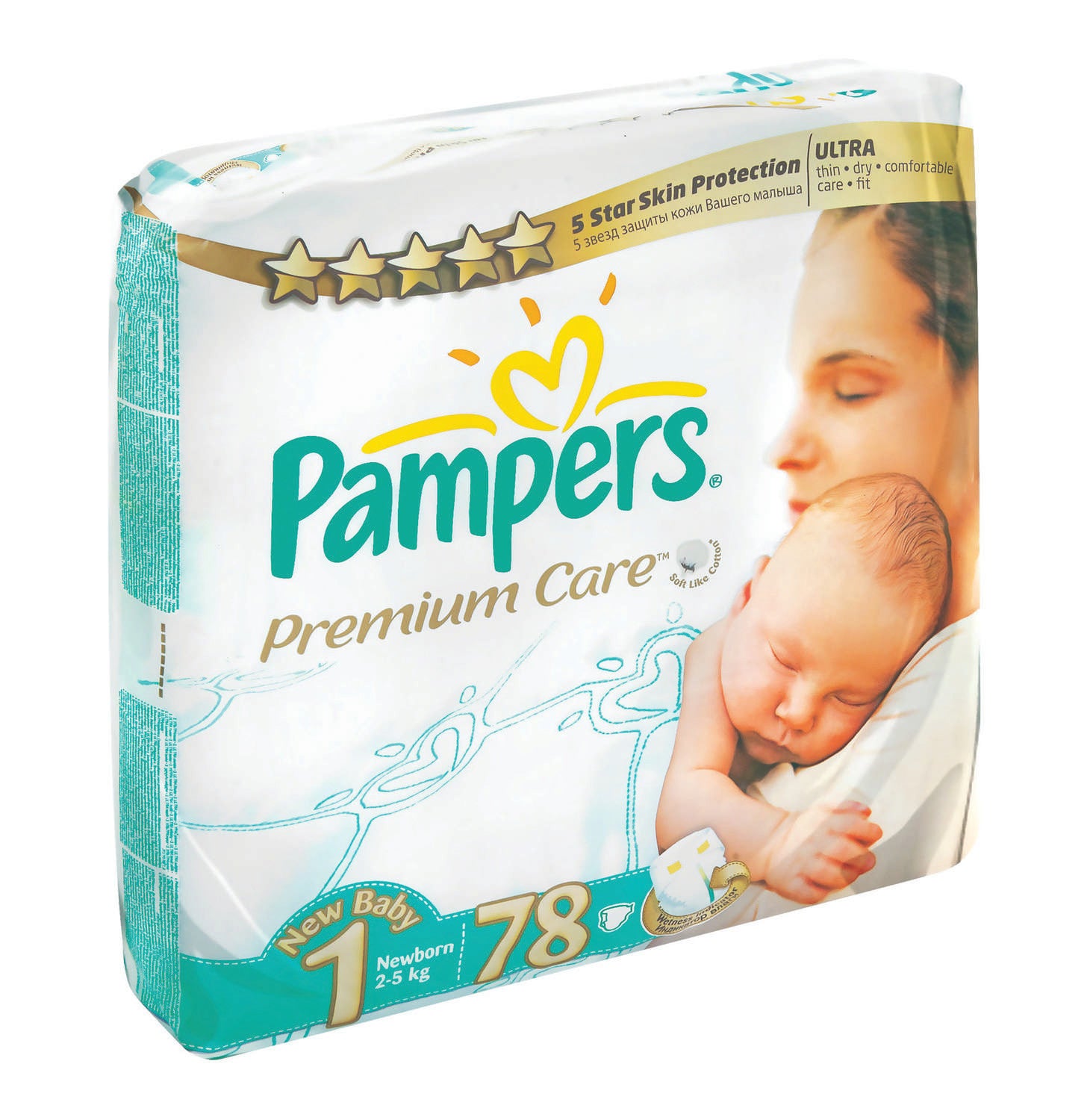 Pampers Premium Care Nappies (78) Size (2-5kg) - Main Image