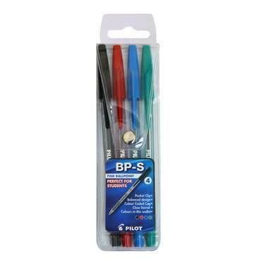 Pilot - 4 Pack BP-S Ballpoint Pen Assorted (Blue, Black, Green, Red) - iloveza.com