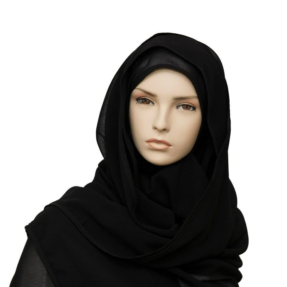 Pearl Daisy - Black Chiffon Hi-Lo Hoojab - iloveza.com