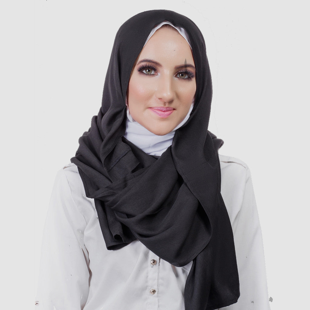 Pearl Daisy - Black Textured Hi-Lo Hoojab - iloveza.com