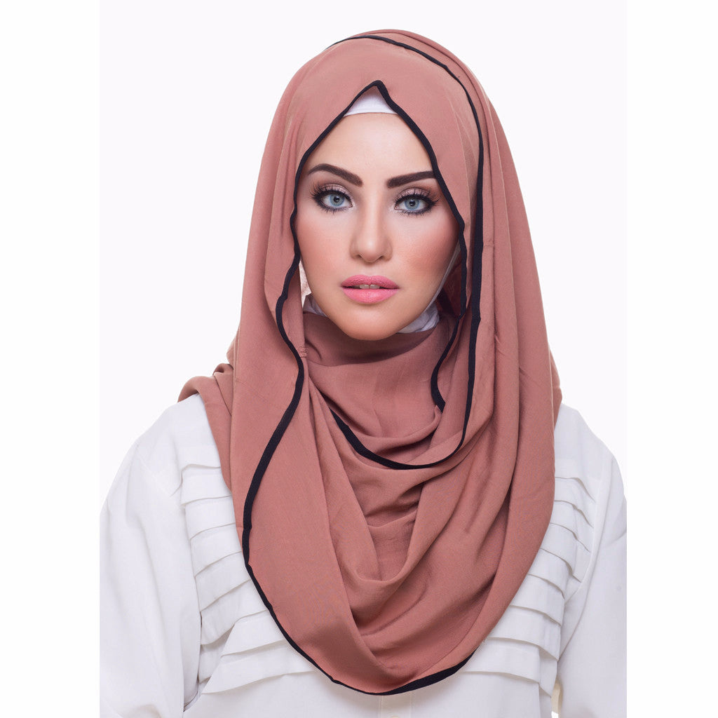 Pearl Daisy - Caramel Bordered Weightless Hi-Lo Hoojab - iloveza.com - 1
