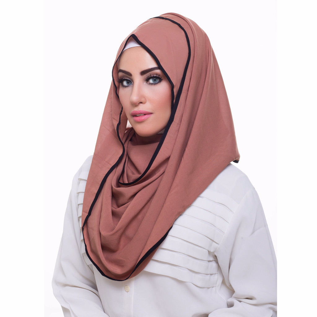 Pearl Daisy - Caramel Bordered Weightless Hi-Lo Hoojab - iloveza.com - 2