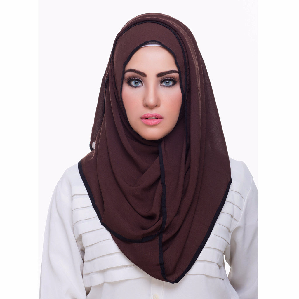 Pearl Daisy - Coffee Bean Bordered Weightless Hi-Lo Hoojab - iloveza.com - 1