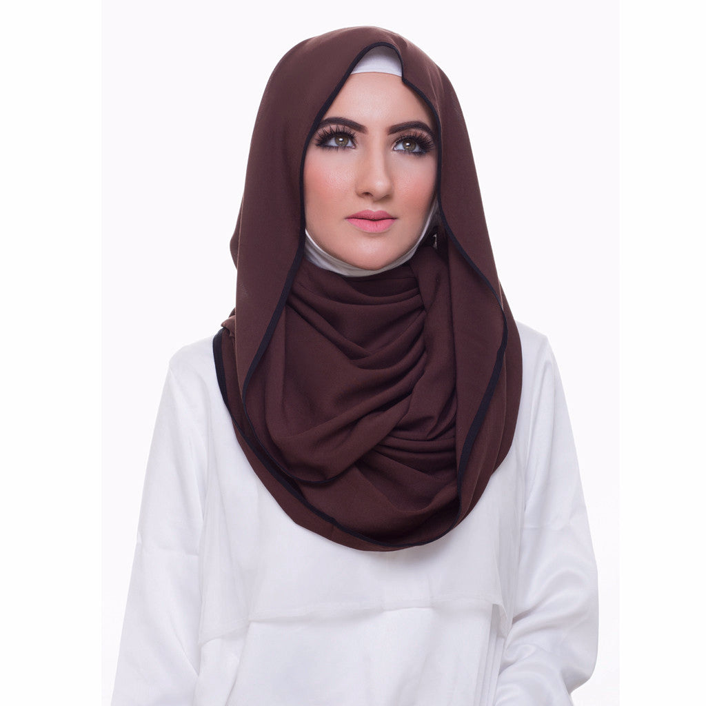 Pearl Daisy - Coffee Bean Bordered Weightless Large Hijab - iloveza.com - 1