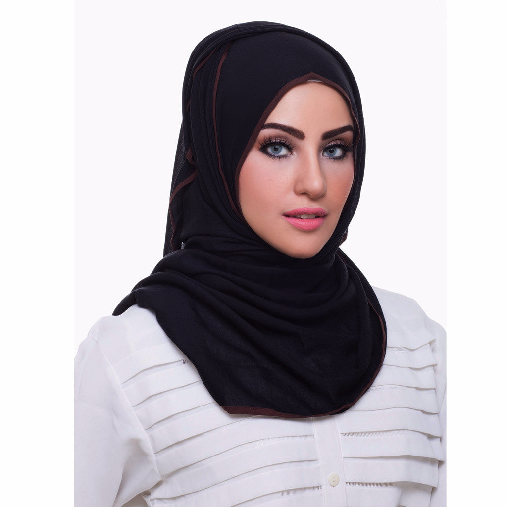 Pearl Daisy - Ebony Bordered Weightless Hi-Lo Hoojab - iloveza.com - 2
