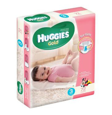 Huggies Gold Disposable Nappies Girl Size 3 (1 x 72's) - iloveza.com