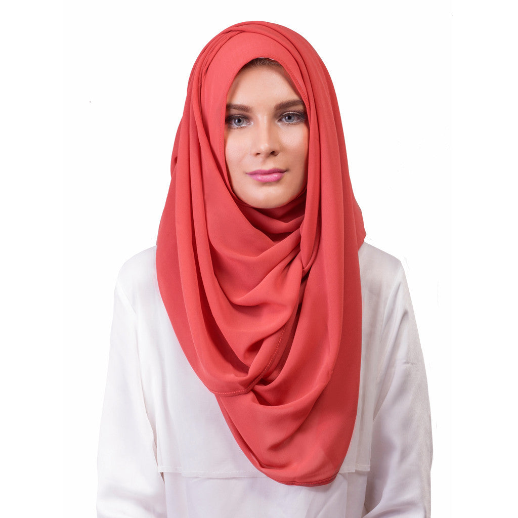 Pearl Daisy - Marsala Chiffon Large Hijab - iloveza.com - 1