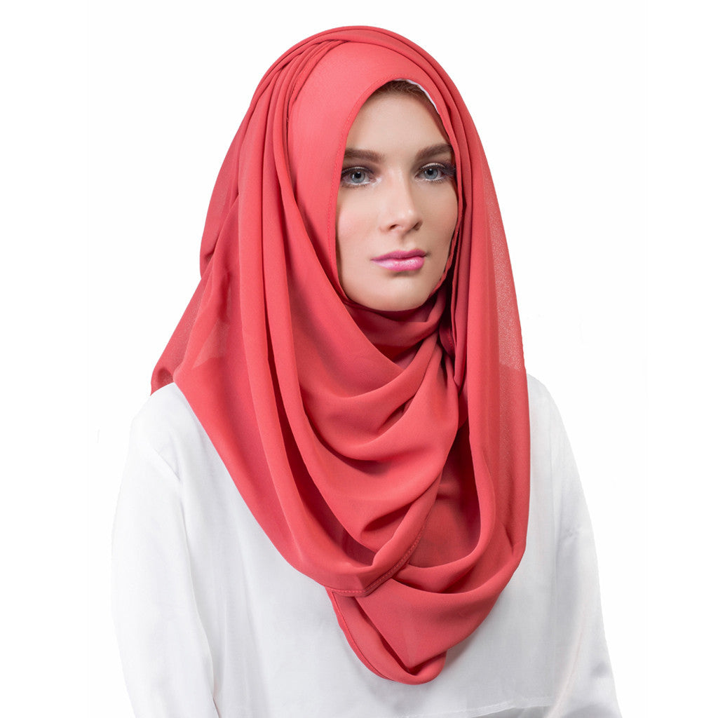 Pearl Daisy - Marsala Chiffon Large Hijab - iloveza.com - 2